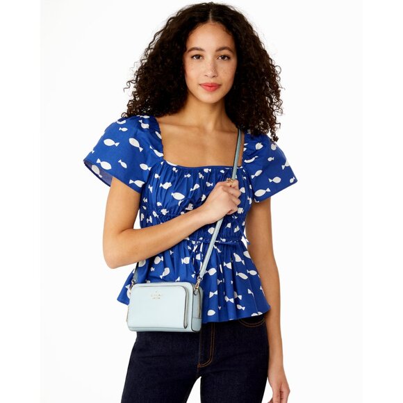 New Kate Spade Staci Dual Zip Around Crossbody Crisp Sky - Picture 3 of 5